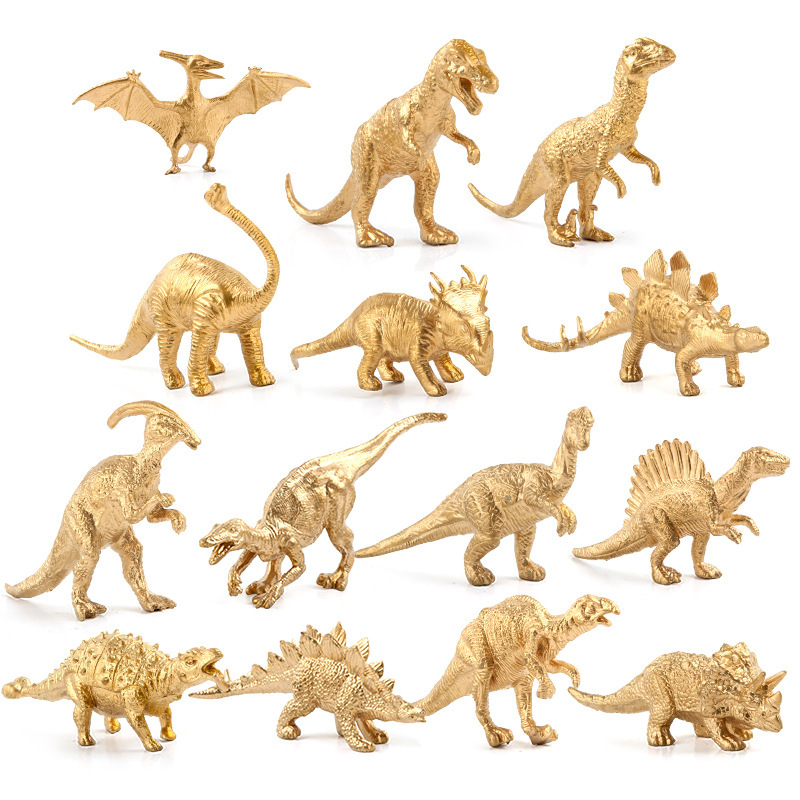 Model Kit Dinosaur - 14-Piece Golden Dinosaur Model Set Tyrannosaurus