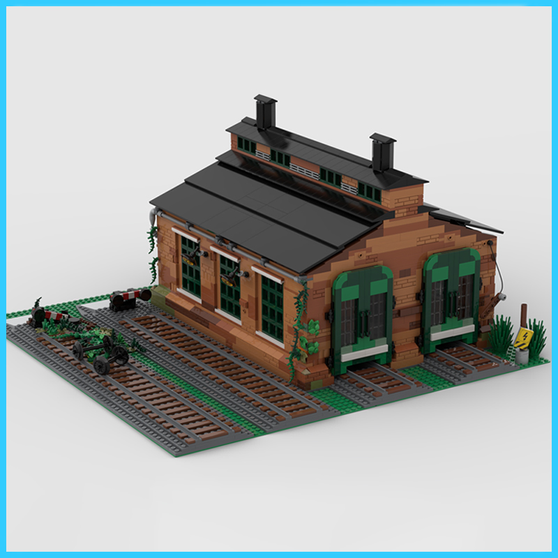 Model Kit Train - MOC Disused Train Shed Architecture Model